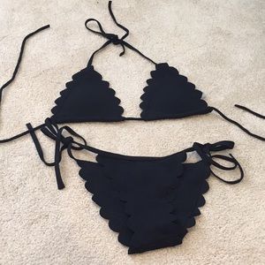 Zaful Black scallop swimsuit size S